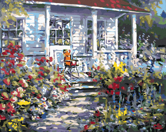 Malování podle čísel - V ROZKVETLÉ ZAHRADĚ - 40x50 cm, bez rámu a bez vypnutí plátna