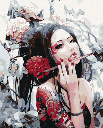 Malování podle čísel - MALÍŘKA Z JAPONSKA - 80x100 cm, vypnuté plátno na rám