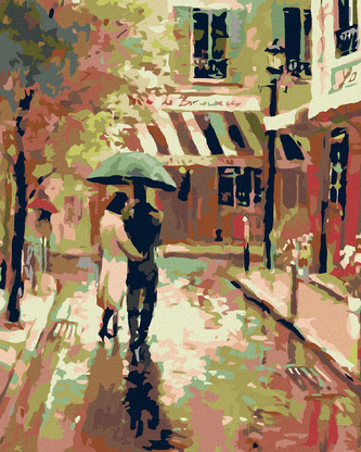 Malování podle čísel - PROCHÁZKA V DEŠTI - 40x50 cm, vypnuté plátno na rám