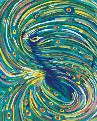 Malování podle čísel - BAREVNÝ PÁV - 40x50 cm, bez rámu a bez vypnutí plátna