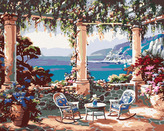 Malování podle čísel - POSEZENÍ S VÝHLEDEM NA MOŘE - 40x50 cm, vypnuté plátno na rám