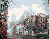 Malování podle čísel - TEMNÉ MĚSTEČKO - 40x50 cm, bez rámu a bez vypnutí plátna