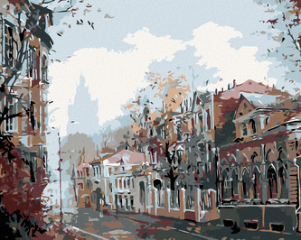 Malování podle čísel - TEMNÉ MĚSTEČKO - 40x50 cm, bez rámu a bez vypnutí plátna