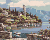 Malování podle čísel - ZÁTOKA S VESLICÍ - 80x100 cm, bez rámu a bez vypnutí plátna