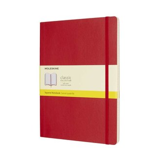 Moleskine: Zápisník měkký čtverečkovaný červený XL