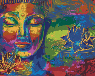 Malování podle čísel - DUHOVÝ BUDDHA - 40x50 cm, bez rámu a bez vypnutí plátna