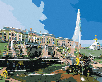 Malování podle čísel - FONTÁNA PŘED KONGRESEM - 40x50 cm, bez rámu a bez vypnutí plátna
