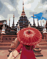 Malování podle čísel  - ŽENA U CHRÁMU - 80x100 cm, vypnuté plátno na rám