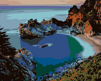 Malování podle čísel - BARVY ZÁTOKY PŘI ZÁPADU SLUNCE - 40x50 cm, vypnuté plátno na rám