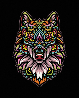 Malování podle čísel - MANDALA VLK - 40x50 cm, bez rámu a bez vypnutí plátna