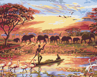 Malování podle čísel - AFRICKÝ ZÁPAD SLUNCE - 80x100 cm, bez rámu a bez vypnutí plátna Malování podle čísel - AFRICKÝ ZÁPAD SLUNCE - 80x100 cm, bez rámu a bez vypnutí plátna