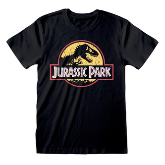 Pánské tričko Jurassic Park|Jurský park: Original Logo (2XL) černé bavlna