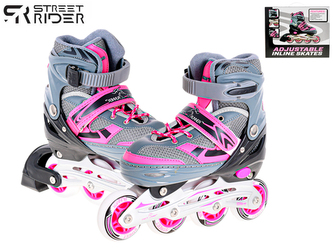 Kolečkové brusle růžovo-šedé vel. 39-42 v krabičce