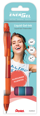 Pero gelové Pentel EnerGel BL107 - cool barvy 0,7mm / 4 ks