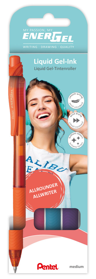 Pero gelové Pentel EnerGel BL107 - cool barvy 0,7mm / 4 ks