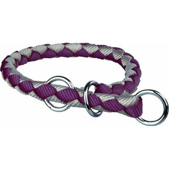 Nylonový obojek kulatý CAVO  (M) 39-45 cm/12 mm, fialovo/stříbrná - DOPRODEJ