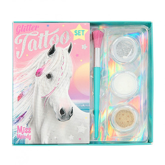 Sada třpytivého tetování Miss Melody, 3 barvy, štětec, šablony, 0411465_A