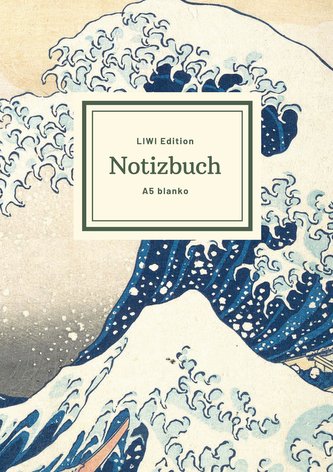Notizbuch schön gestaltet mit Leseband - A5 Hardcover blanko - Hokusai 