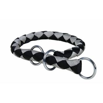 Nylonový obojek kulatý CAVO  (M) 39-45 cm/12 mm, černo/stříbrná - DOPRODEJ