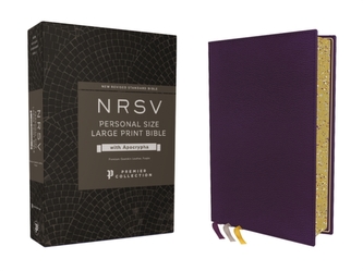 NRSV, Personal Size Large Print Bible with Apocrypha, Premium Goatskin Leather, Purple, Premier Collection, Printed Page