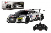 Auto RC Audi R8 plast 28cm stříbrné 27MHz na dálk. ovládání na baterie v krabici 43x15x17cm