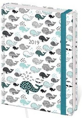 Diář 2019 A5 LYRA týdenní s gumičkou Whales