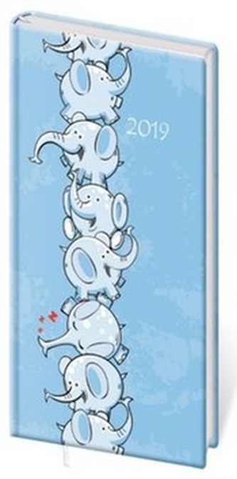 Diář 2019 A6 LYRA týdenní s gumičkou Elephants