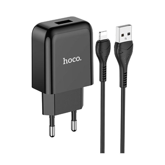 Cestovní nabíječ HOCO N2 Vigour 1x USB A (2A) + kabel USB A na Lightning, barva  černá