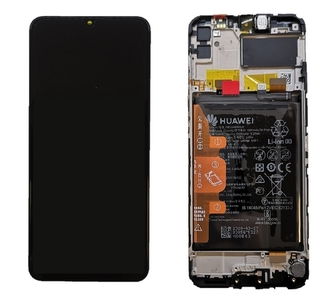 Dotyková deska Huawei Y6p, HONOR 9A + LCD s rámečkem černá (SERVICE PACK)