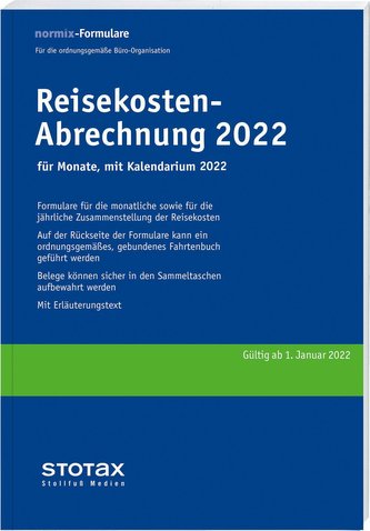 Reisekosten-Abrechnung 2022 mit Kalendarium
