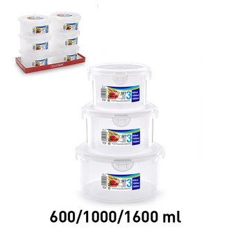 Dóza kulatá; sada 3 ks; 0,6 l, 1 l, 1,6 l; plast