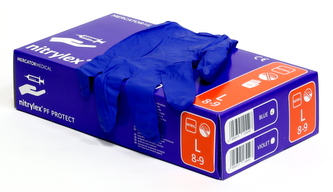 Rukavice jednorázové bezpudrové 100 ks (L); 22x11x7 cm; nitril