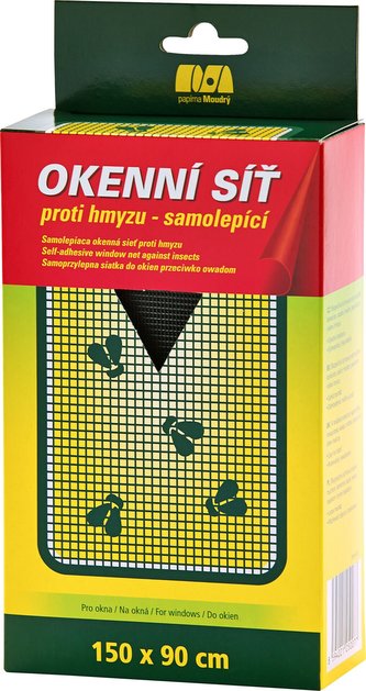 Síť okenní proti hmyzu; 150x90 cm; černá