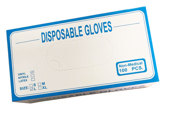 Rukavice jednorázové bezpudrové 100 ks (L); 22x11,5x6,5 cm; vinyl