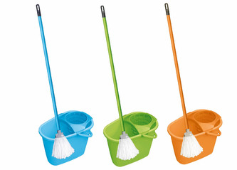 Souprava mopová CENTI; 108x32x21 cm; 8l; plast, mikrovlákno, kov