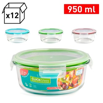 Hermetická dóza CLICK 950ml; 18x18x7,7 sklo, plast, silikon