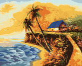Malování podle čísel - DOMEK NA POBŘEŽÍ - 40x50 cm, vypnuté plátno na rám
