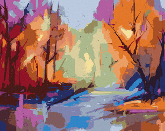 Malování podle čísel - ABSTRAKTNÍ KRAJINA - 40x50 cm, bez rámu a bez vypnutí plátna