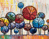 Malování podle čísel - OKRASNÉ STROMY V PARKU - 40x50 cm, bez rámu a bez vypnutí plátna