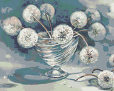 Malování podle čísel - PAMPELIŠKY VE SKLENĚNÉ VÁZE - 40x50 cm, bez rámu a bez vypnutí plátna