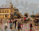 Malování podle čísel - VENKOVSKÉ NÁMĚSTÍ - 40x50 cm, vypnuté plátno na rám