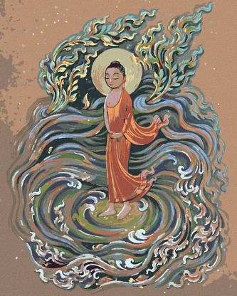 Malování podle čísel - BUDDHA VE VLNÁCH - 80x100 cm, vypnuté plátno na rám Malování podle čísel - BUDDHA VE VLNÁCH - 80x100 cm, vypnuté plátno na rám