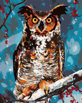 Malování podle čísel - SOVA V LESE - 40x50 cm, bez rámu a bez vypnutí plátna