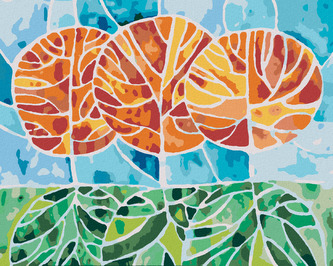 Malování podle čísel - STROMY NA PODZIM MOZAIKA - 40x50 cm, bez rámu a bez vypnutí plátna