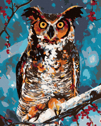 Malování podle čísel - SOVA V LESE - 80x100 cm, vypnuté plátno na rám