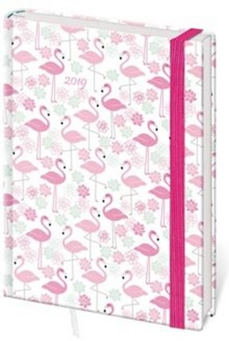 Diář 2019 A6 LYRA týdenní s gumičkou Flamingo