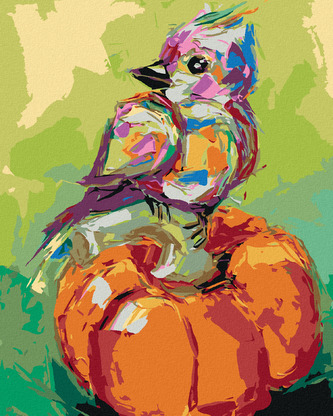 Malování podle čísel - BAREVNÝ PTÁK NA DÝNI - 40x50 cm, bez rámu a bez vypnutí plátna