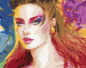 Malování podle čísel - ŽENA S VELKOU NÁUŠNICÍ - 80x100 cm, bez rámu a bez vypnutí plátna