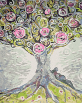 Malování podle čísel - ROZKVETLÝ STROM ŽIVOTA - 40x50 cm, bez rámu a bez vypnutí plátna