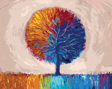Malování podle čísel - BAREVNÝ STROM - 40x50 cm, bez rámu a bez vypnutí plátna